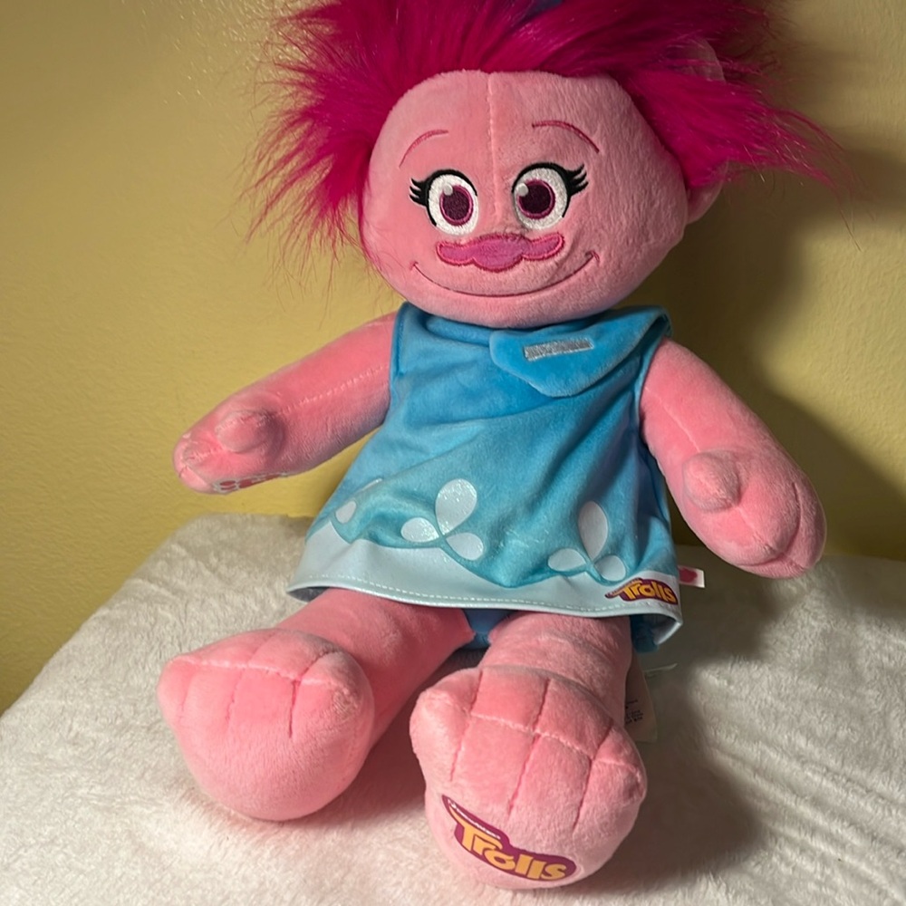 Build a bear workshop trolls,  dress adorable face, long pointed hair, smiling